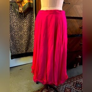 Oleg Cassini M L floaty midi skirt shocking pink vintage 80s